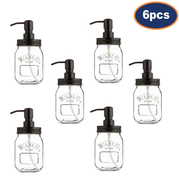 6Pcs Kilner 500ml Glass Liquid Soap Pump Dispensers