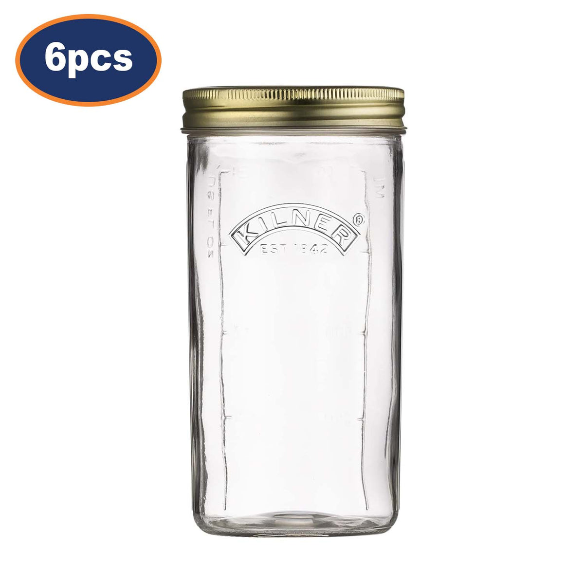 6Pcs Kilner 1000ml Glass Airtight Preserving Jar Large