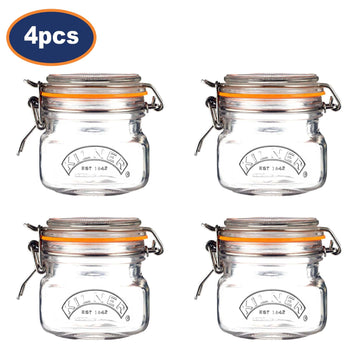 4Pcs Kilner 250ml Square Clip Top Glass Storage Jars