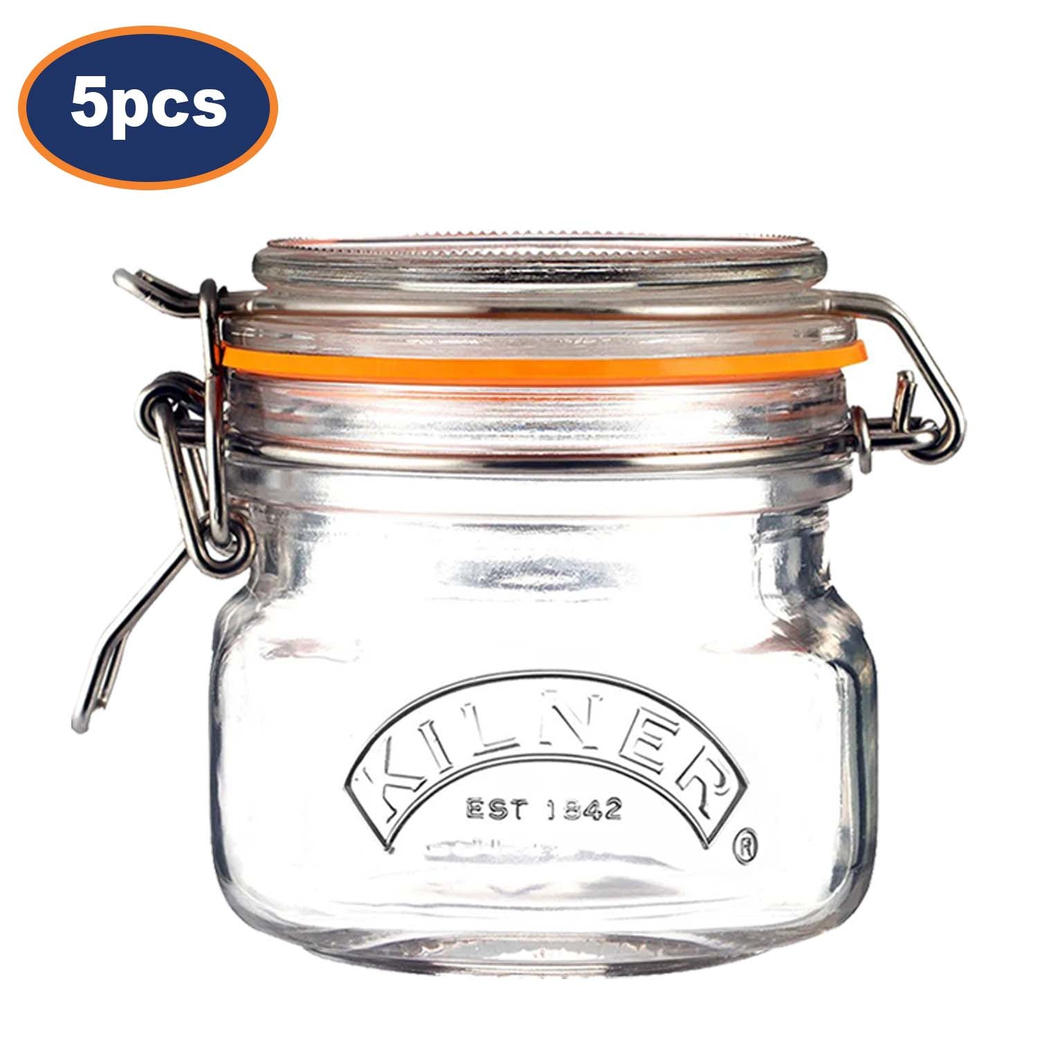 5Pcs Kilner 250ml Square Clip Top Glass Storage Jars