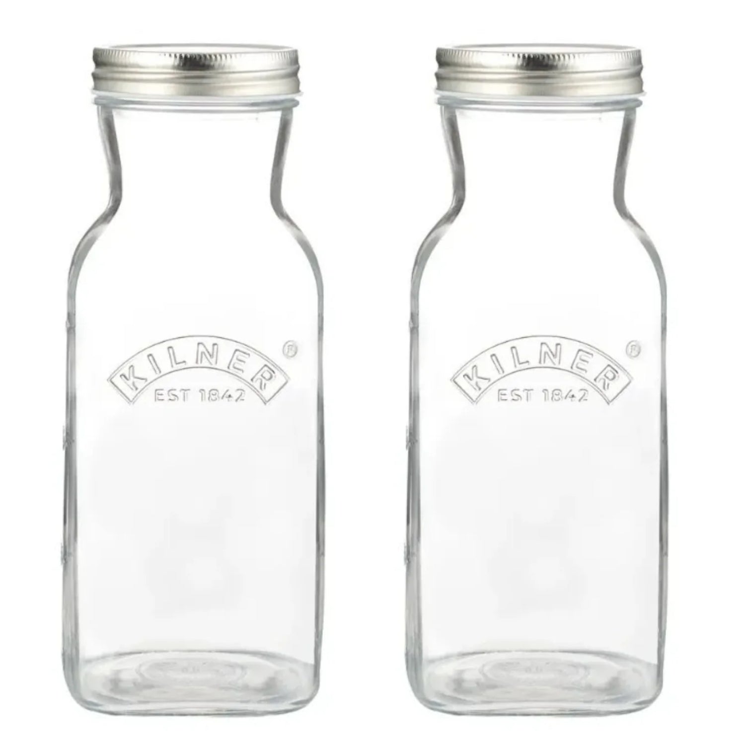 2Pcs Kilner 1L Glass Juice & Sauce Airtight Bottles