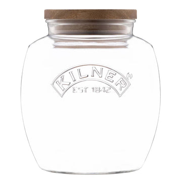 2Pcs Kilner 2L Wooden Push Top Lid Airtight Glass Jars