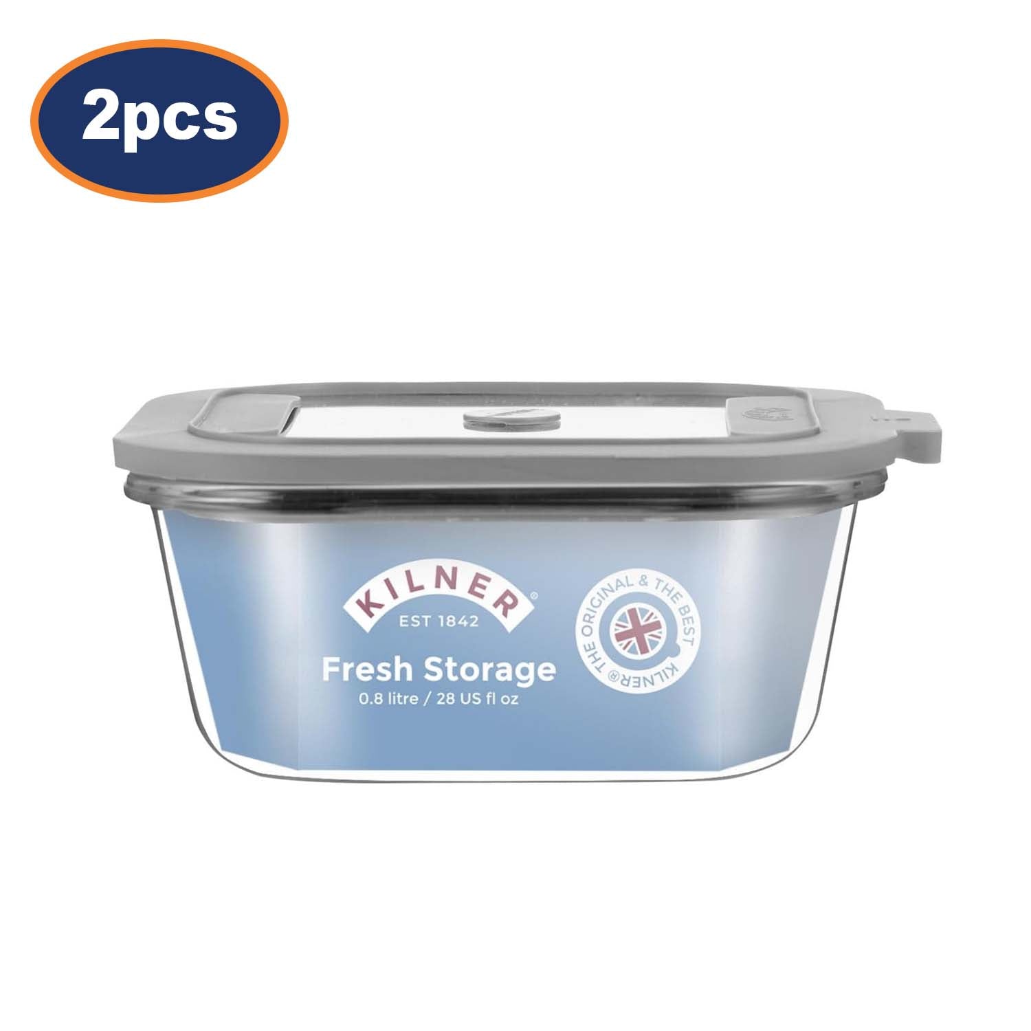 2Pcs Kilner 800ml Square Fresh Food Storage Container