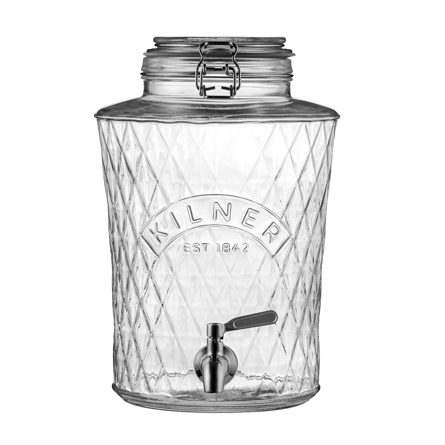 Kilner 5 Litre Glass Clip Top Diamond Dispenser