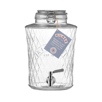 2Pcs Kilner 5 Litre Glass Clip Top Diamond Dispenser