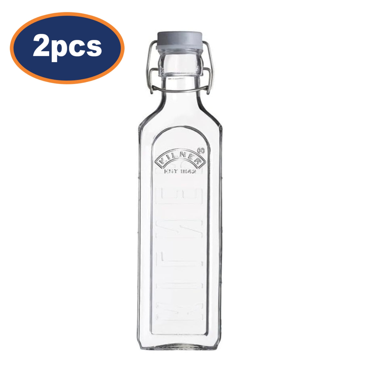 2Pcs 600ml Clip Top Airtight Seal Kilner Glass Bottle