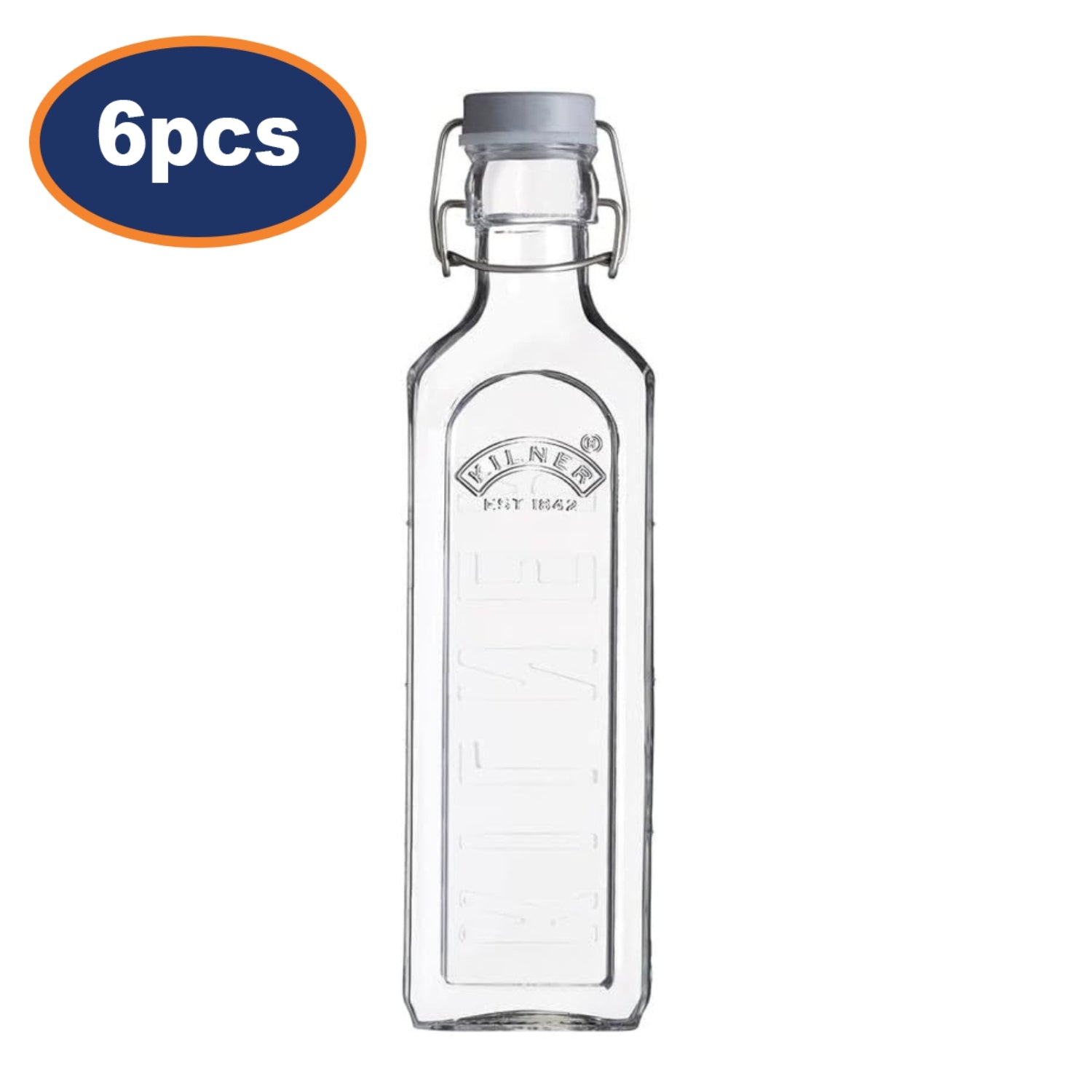 6Pcs 600ml Clip Top Airtight Seal Kilner Glass Bottle