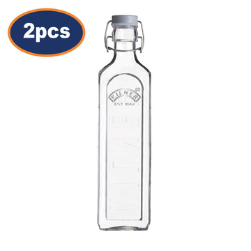 2Pcs 1000ml Clip Top Airtight Seal Kilner Glass Bottle