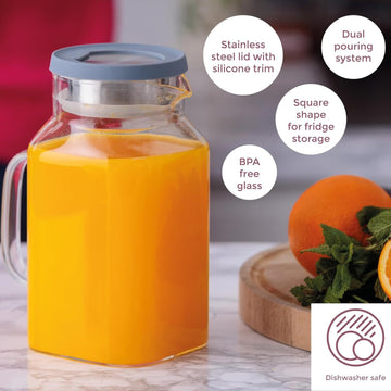 1.2 Litre Clear Stainless Steel Lid Kilner Glass Jug