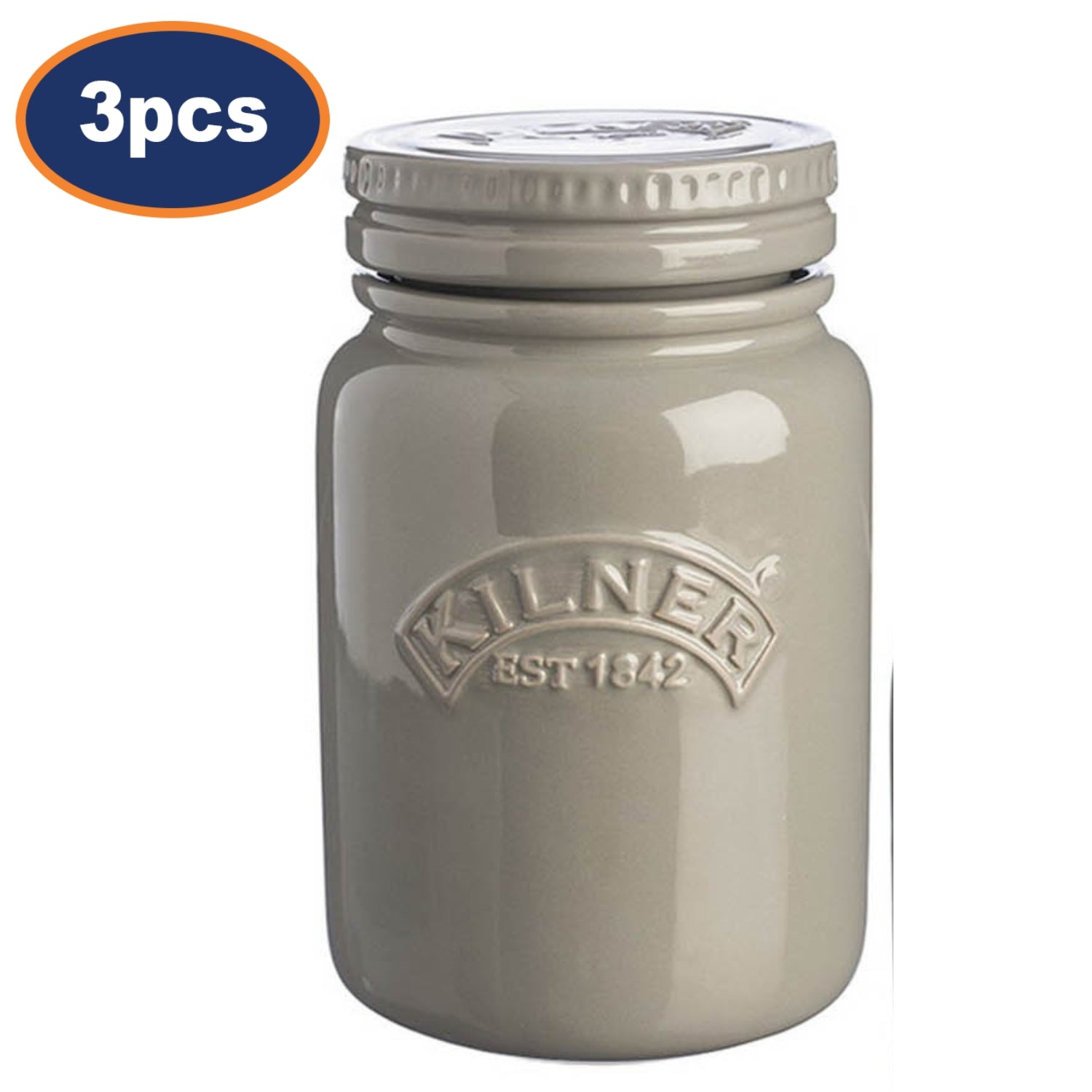 3pcs 600ml Kilner Morning Mist Push Top Ceramic Jar