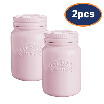 2pcs Kilner 0.6 Litre Ceramic Push Top Dusty Pink Jar