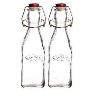2Pcs Kilner 250ml Clip Top Glass Condiment Bottles