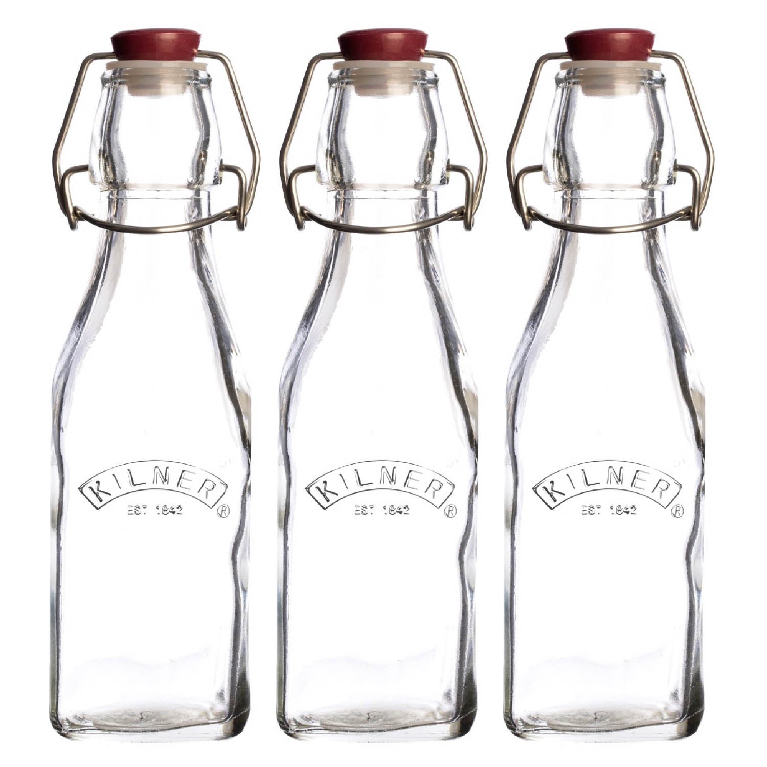 3Pcs Kilner 250ml Clip Top Glass Condiment Bottles