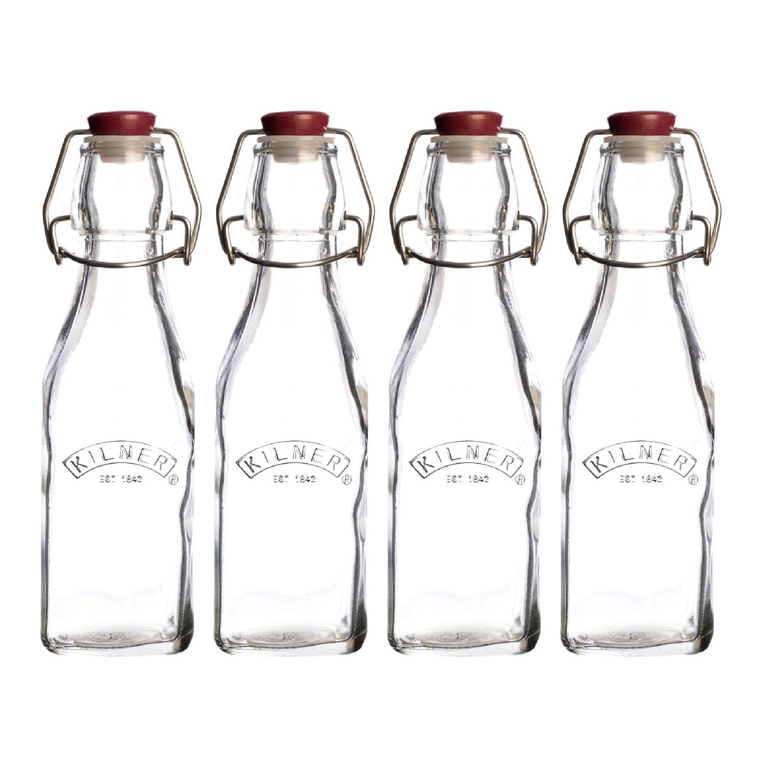 4Pcs Kilner 250ml Clip Top Glass Condiment Bottles