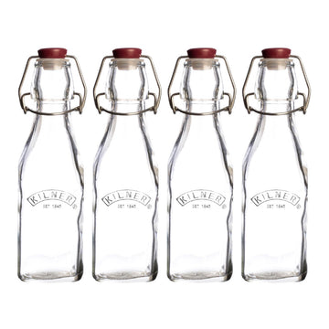 4Pcs Kilner 250ml Clip Top Glass Condiment Bottles