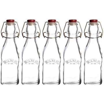 5Pcs Kilner 250ml Clip Top Glass Condiment Bottles