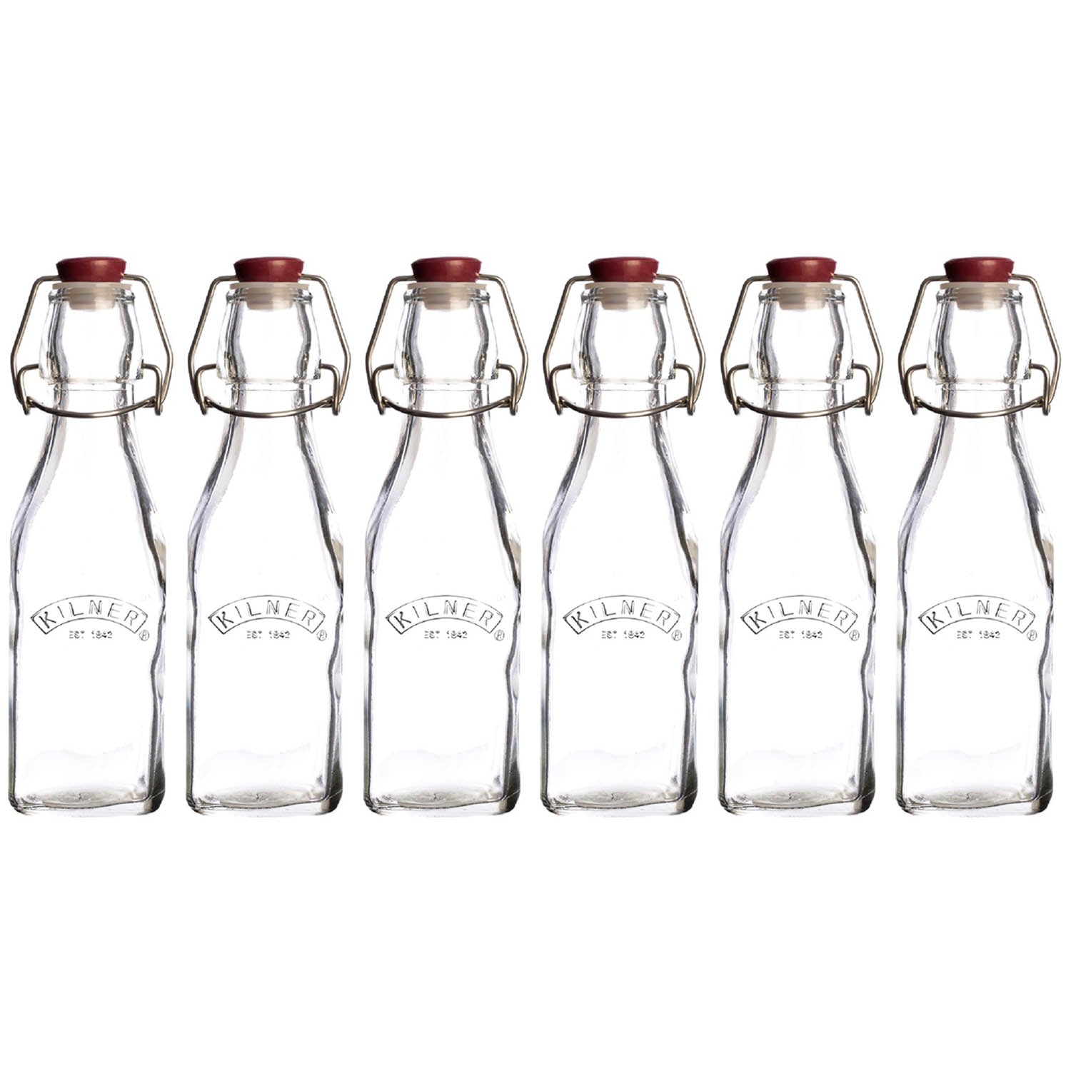 6Pcs Kilner 250ml Clip Top Glass Condiment Bottles