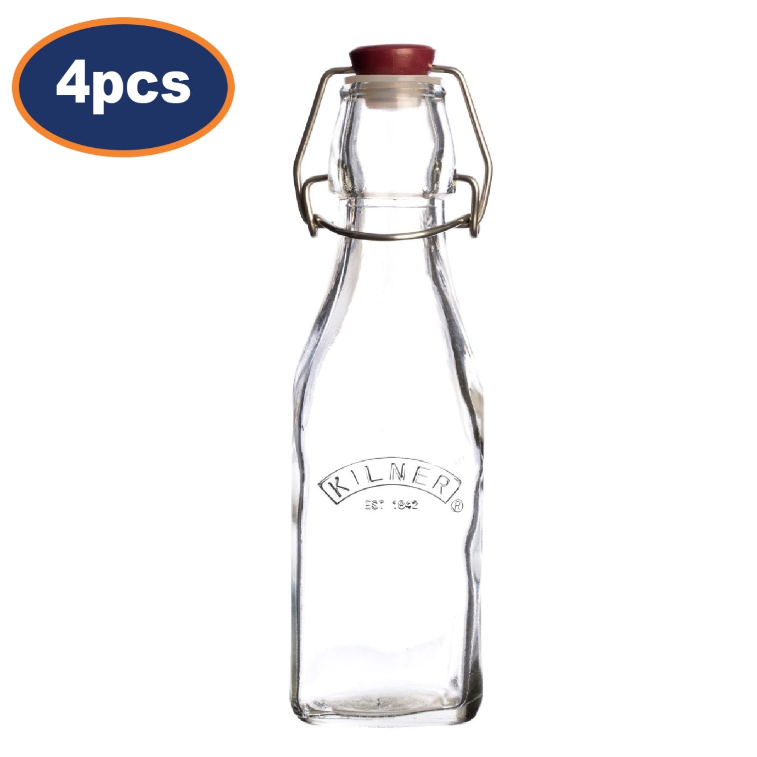 4Pcs Kilner 250ml Clip Top Glass Condiment Bottles