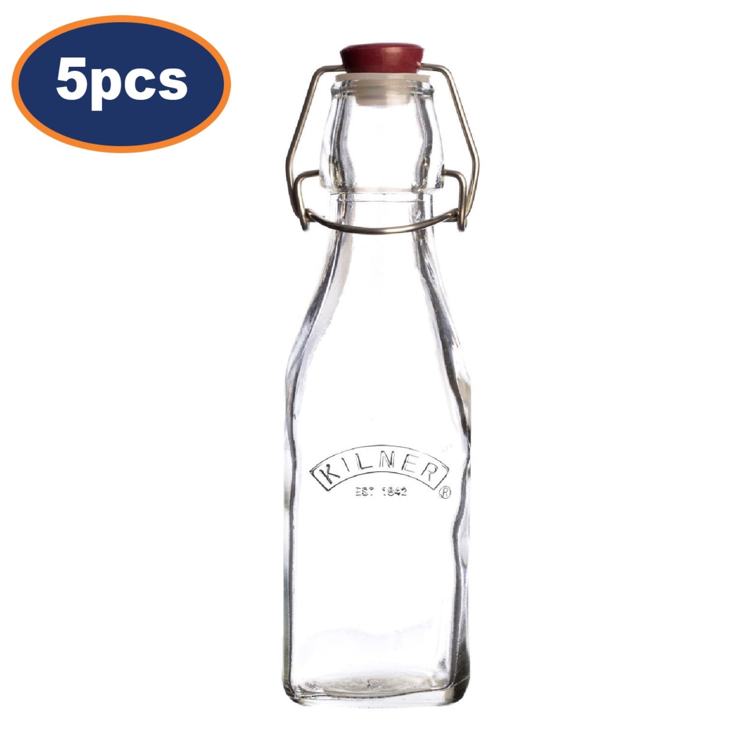 5Pcs Kilner 250ml Clip Top Glass Condiment Bottles