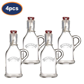 4Pcs Kilner 200ml Clip Top Glass Bottle With Handle