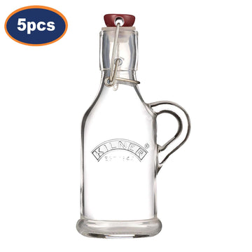5Pcs Kilner 200ml Clip Top Glass Bottle With Handle