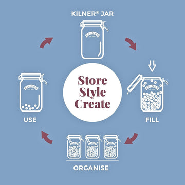 2pcs Kilner 1L Vintage Glass Clip Top Storage Jars