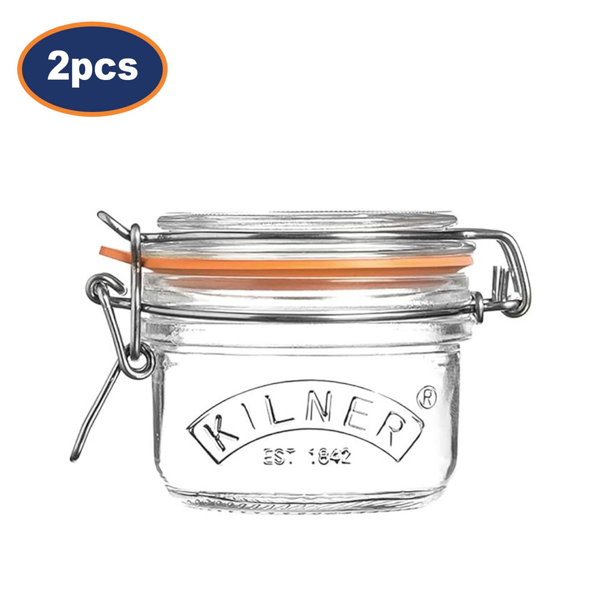 2Pcs Kilner 125ml Mini Vintage Round Clip Top Glass Storage Jar