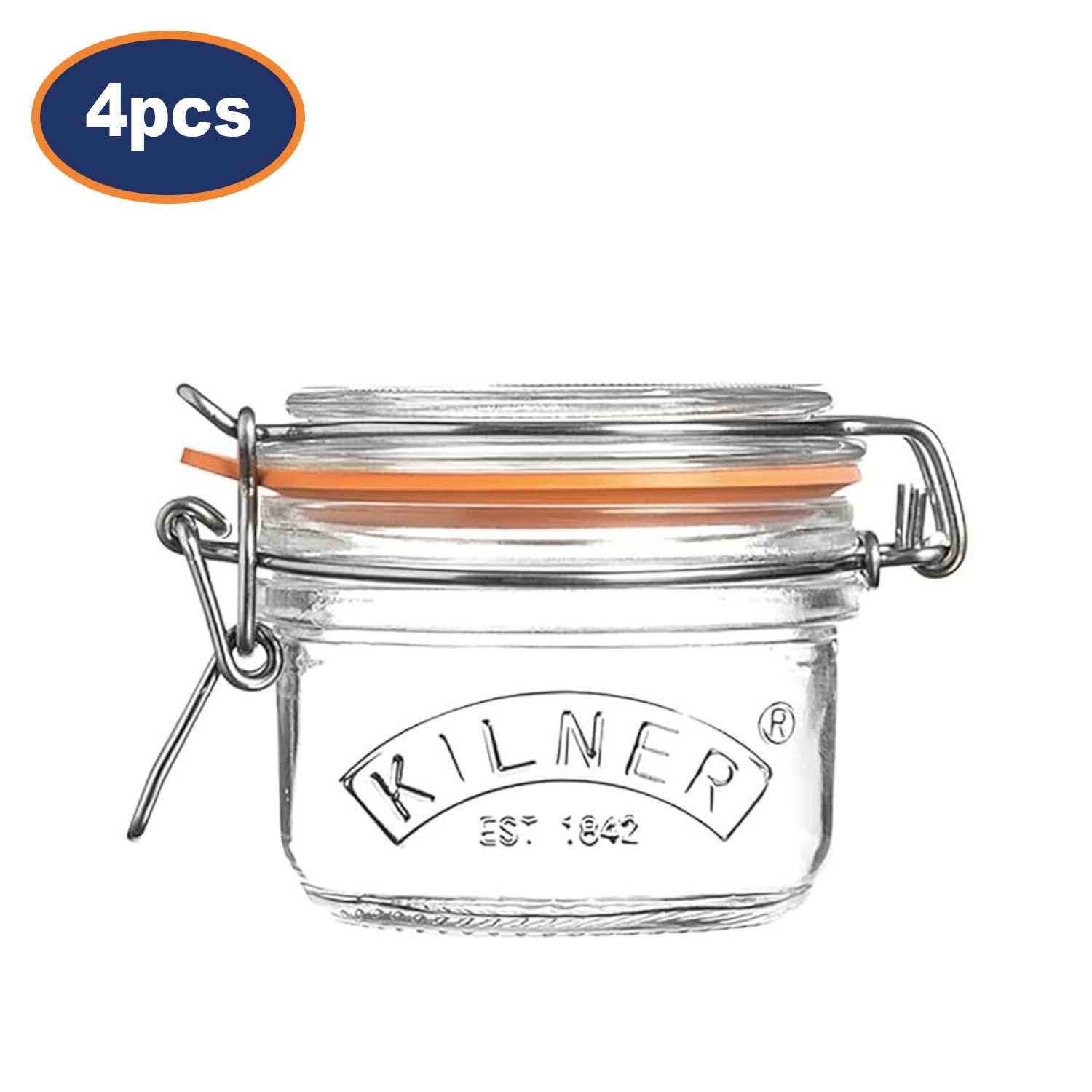 4Pcs Kilner 125ml Mini Vintage Round Clip Top Glass Storage Jar