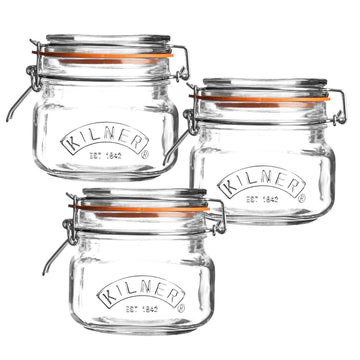 3Pcs Kilner 500ml Glass Clip Top Storage Jars
