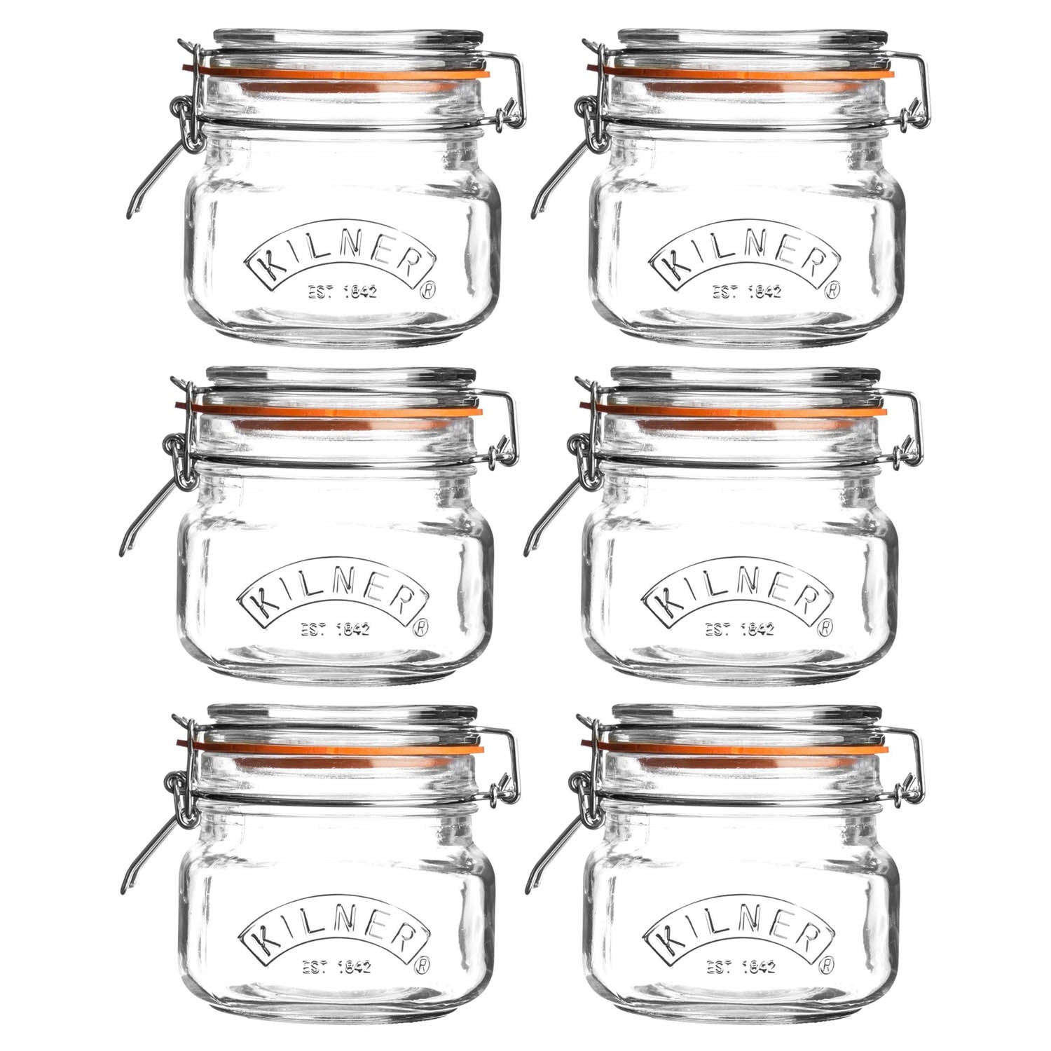 6Pcs Kilner 500ml Glass Clip Top Storage Jars