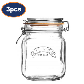 3Pcs Kilner 1.5L Clip Top Glass Storage Jars