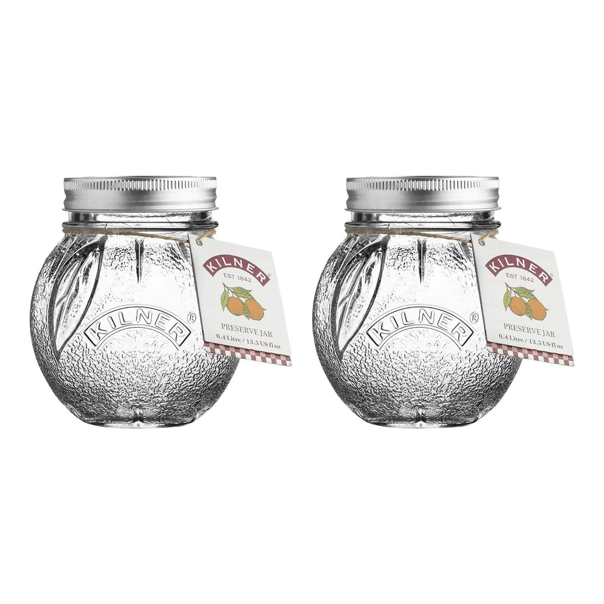 2Pcs 400ml Orange Shaped Glass Preserve Jars Set