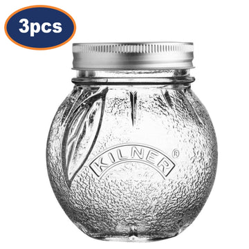 3Pcs Kilner 400ml Screw Top Orange Shaped Glass Storage Jars