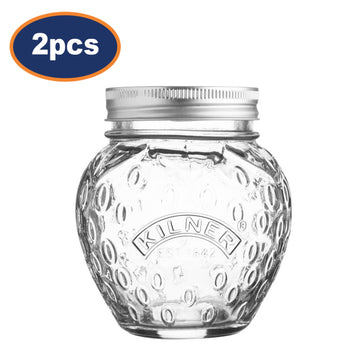 2Pcs Kilner 400ml Screw Top Strawberry Shaped Glass Storage Jar