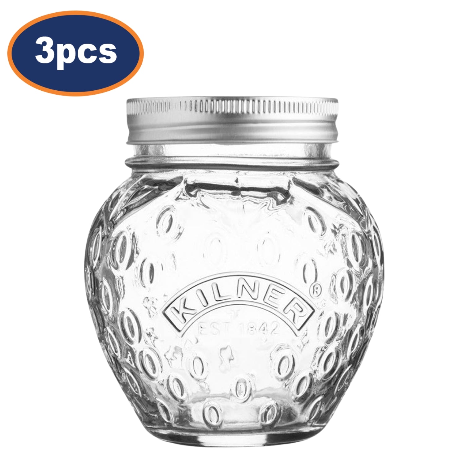 3Pcs Kilner 400ml Screw Top Strawberry Shaped Glass Storage Jars