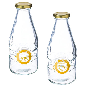 2Pcs Kilner 568ml Twist Top Glass Beverage Bottles