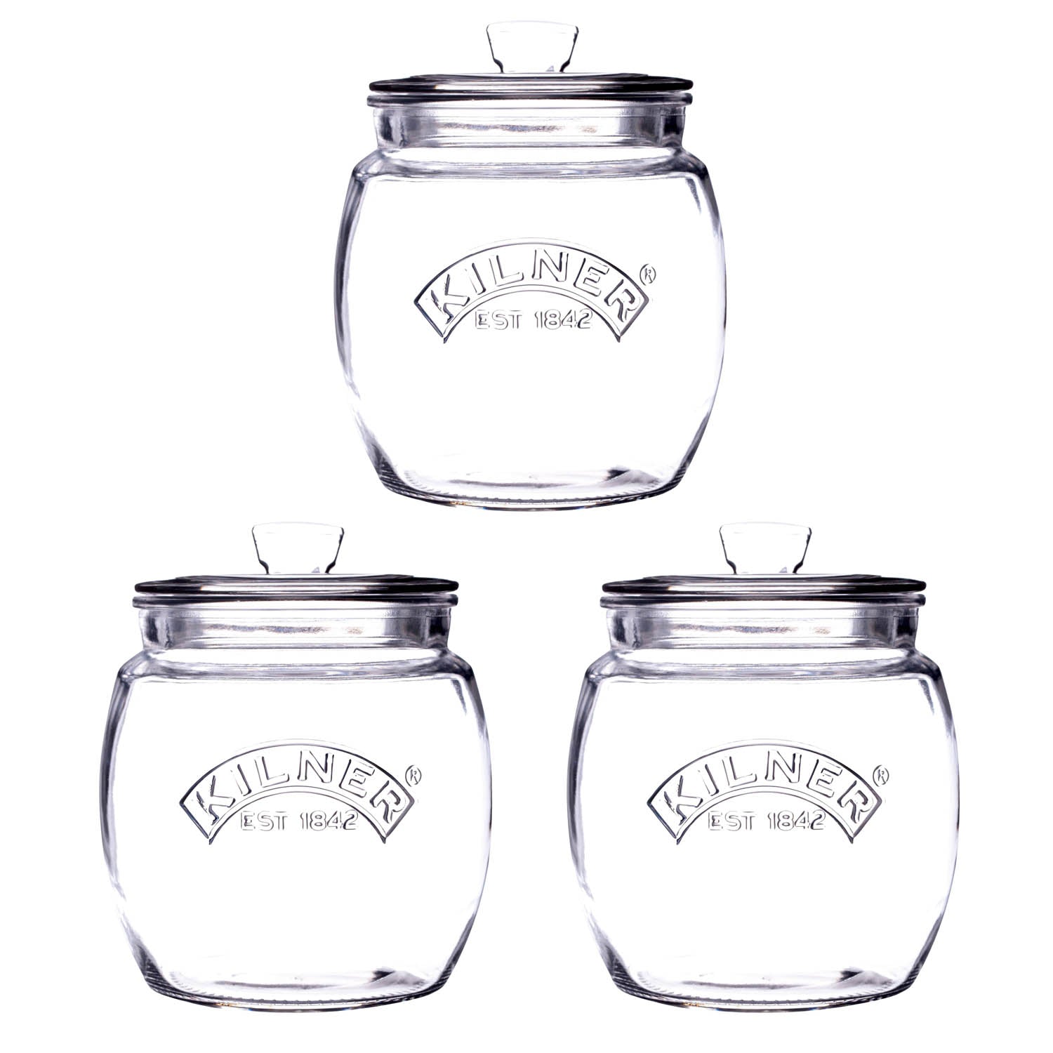 3Pcs Kilner 850ml Glass Push Top Airtight Storage Jars