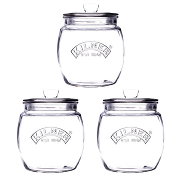 3Pcs Kilner 850ml Glass Push Top Airtight Storage Jars