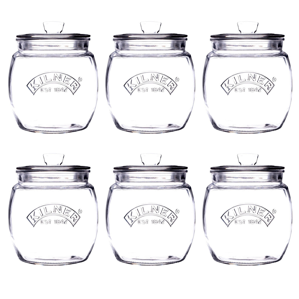 6Pcs Kilner 850ml Glass Push Top Airtight Storage Jars