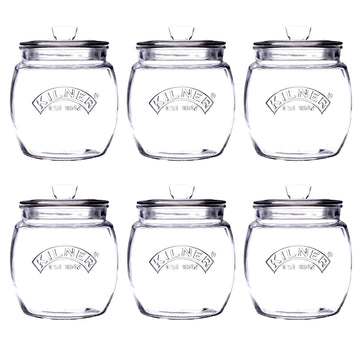 6Pcs Kilner 850ml Glass Push Top Airtight Storage Jars