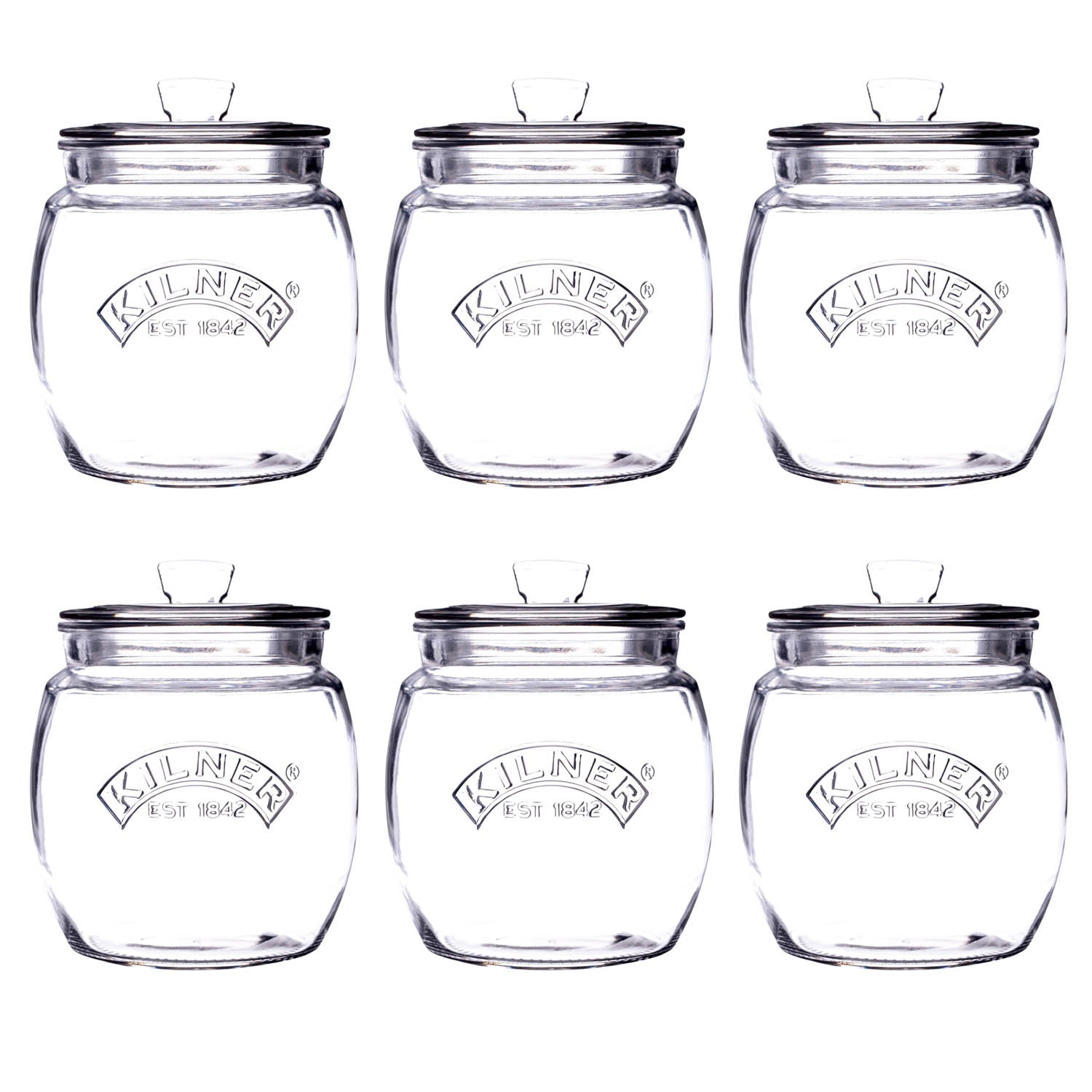 6Pcs Kilner 850ml Glass Push Top Airtight Storage Jars