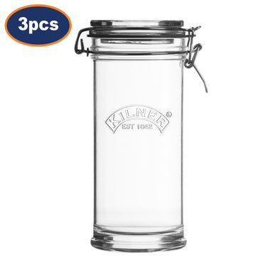 Kilner Set-Of-3 1Litre Clip Top Lid Glass Jars