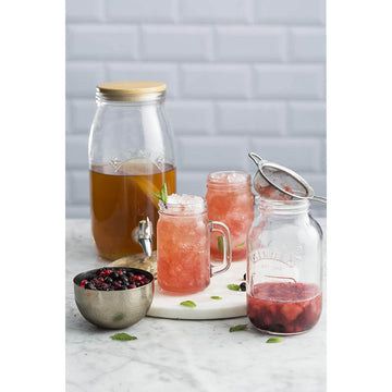 Kilner 3 Litre Glass Kombucha Dispenser + Drinking Jars Set