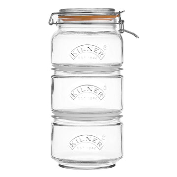 3Pcs Kilner Clip Top Glass Stackable Food Storage Set
