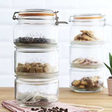 3Pcs Kilner Clip Top Glass Stackable Food Storage Set