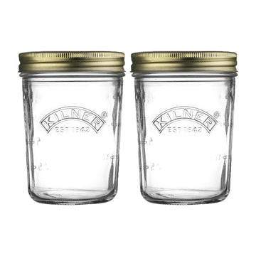 2Pcs Kilner 350ml Wide Mouth Glass Storage Jars