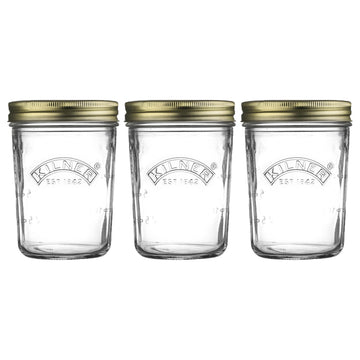 3Pcs Kilner 350ml Wide Mouth Glass Storage Jars