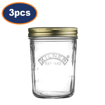 3Pcs Kilner 350ml Wide Mouth Glass Storage Jars