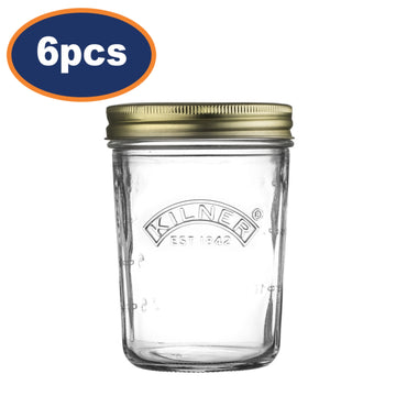 6Pcs Kilner 350ml Wide Mouth Glass Storage Jars