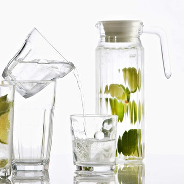 4Pcs 1L Glass Beverage Jug With Removable Plastic Lid